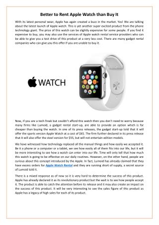 Better to Rent Apple Watch than Buy It