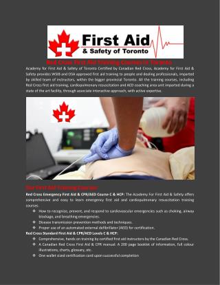 Red Cross First Aid Training Courses in Toronto