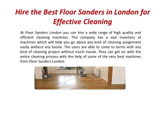 Hire the Best Floor Sanders in London for Effective Cleaning