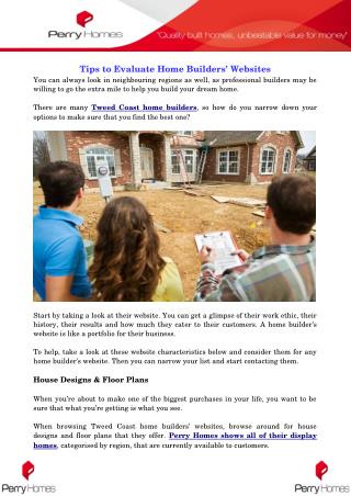 Tips to Evaluate Home Builders’ Websites