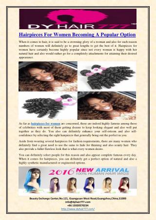 Hairpieces For Women Becoming A Popular Option