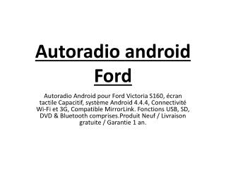 Autoradio Android Ford Victoria Poste DVD GPS Android 4.4.4 USB Bluetooth écran tactile Mirrorlink AirPlay 4G IPOD Iphon