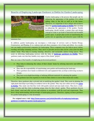 Benefits of Employing Landscape Gardeners in Dublin for Garden Landscaping