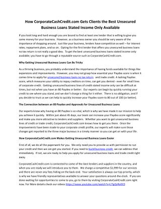 How CorporateCashCredit.com Gets Clients the Best Unsecured Business Loans Stated Income Only Available
