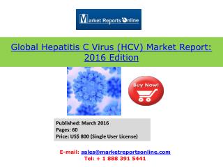 Latest Market Share & Analysis on 2016 Edition Hepatitis C Virus (HCV) Market Report