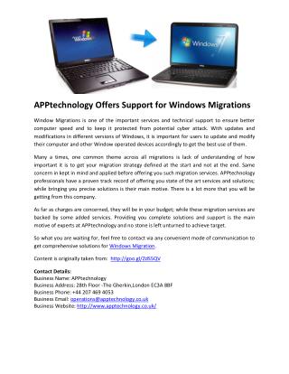 APPtechnology Offers Support for Windows Migrations
