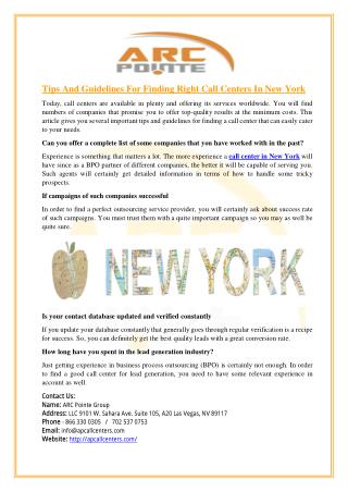Tips And Guidelines For Finding Right Call Centers In New York