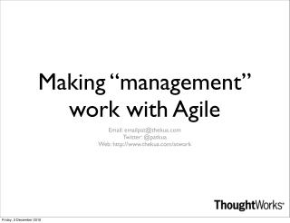 Making "management" work with Agile