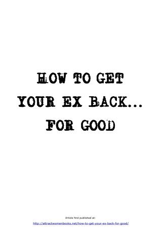 How to get your ex back for good