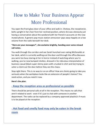 How To Make Your Business Appear More Professional