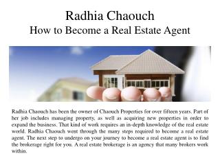 Radhia Chaouch How to Become a Real Estate Agent
