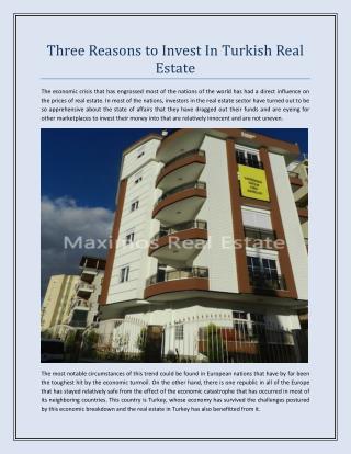 Three Reasons to Invest In Turkish Real Estate