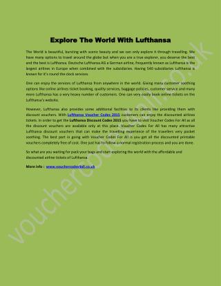 Explore The World With Lufthansa