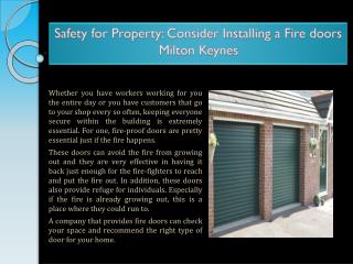 Safety for Property: Consider Installing a Fire doors Milton Keynes