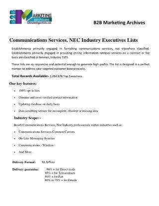 Communications Services, NEC Industry Email Lists