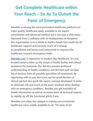 Manddo.com – Smart, All Round Healthcares on the Go