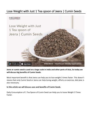 Lose Weight with Just 1 Tea spoon of Jeera