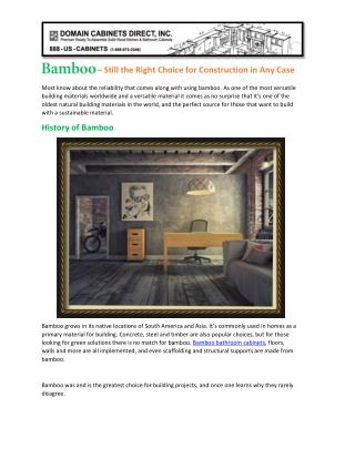 Bamboo – Still the Right Choice for Construction in Any Case
