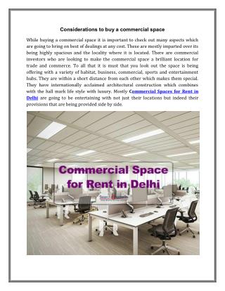Commercial Spaces for Rent in Delhi