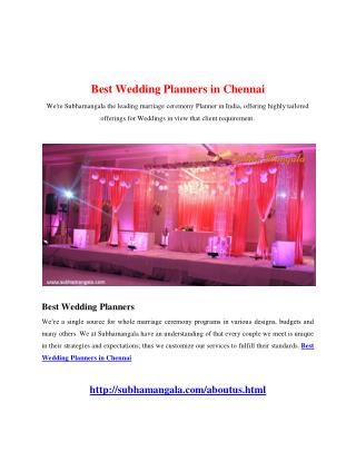 Best Wedding planners in Chennai