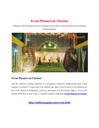 Event planners in Chennai