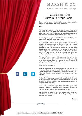 Selecting the Right Curtain For Your Home!
