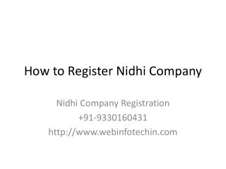 How to Register Nidhi Company
