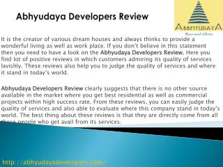 Abhyudaya Developers Review