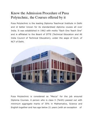 Delhi CET 2016 Polytechnic Entrance Exam - Admission Procedure