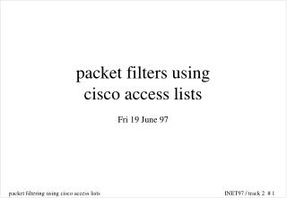 packet filters using cisco access lists