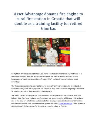 Asset Advantage donates fire engine to rural fire station in Croatia