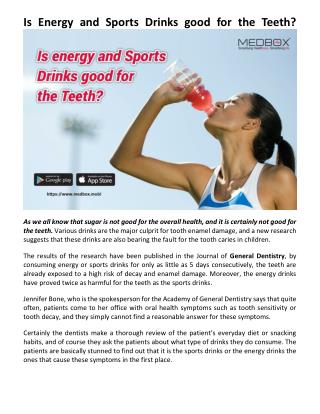Is Energy and Sports Drinks good for the Teeth?