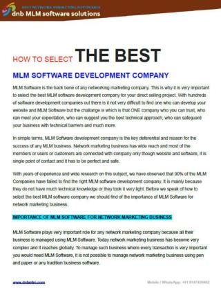 How to select the best mlm software development company