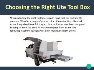Choosing the Right Tool Boxes for Utes