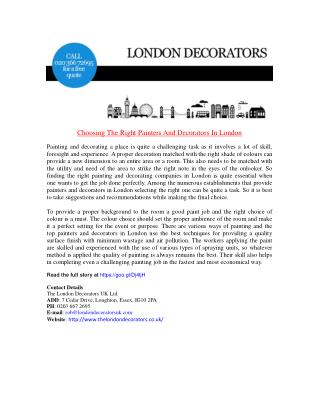 Choosing The Right Painters And Decorators In London