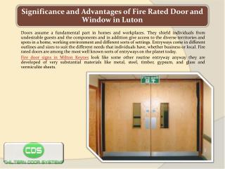 Significance and Advantages of Fire Rated Door and Window in Luton