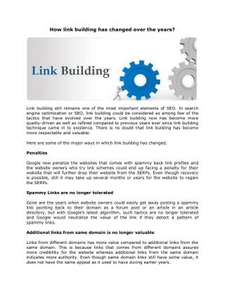 How link building has changed over the years?