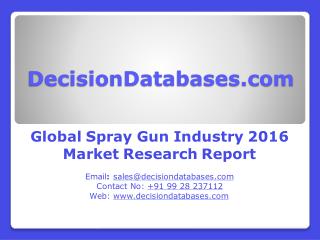 Worldwide Spray Gun Industry: Market research, Company Assessment and Industry Analysis 2016
