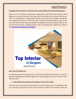 Top Interior Designers in Gurgaon