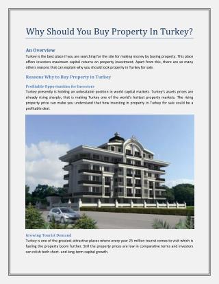 Why Should You Buy Property In Turkey?