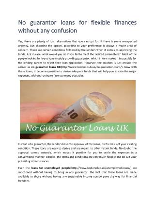 No Guarantor Loan in the UK