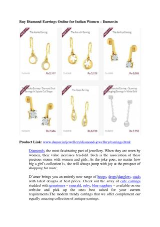 Diamond Earrings Online for Indian Women - Damor.in