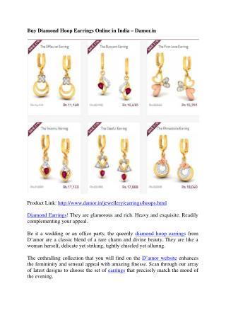 Diamond Hoop Earrings Online in India - Damor.in