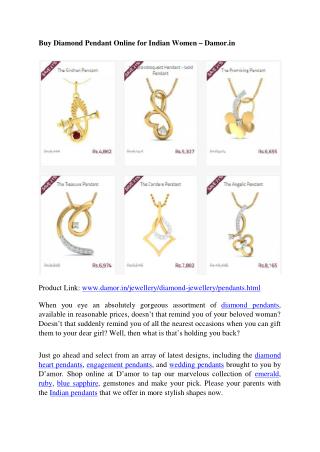 Diamond Pendant Online for Indian Women - Damor.in