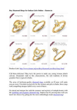Diamond Rings for Indian Girls Online - Damor.in