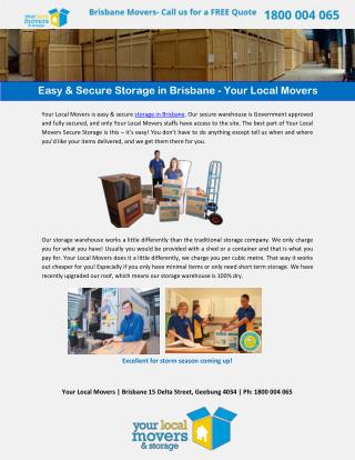 Easy & Secure Storage in Brisbane - Your Local Movers
