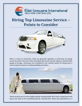 Hiring Top Limousine Service – Points to Consider
