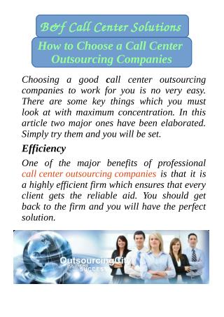 How to Choose a Call Center Outsourcing Companies
