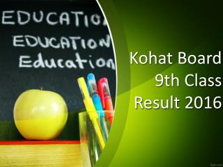 Students can get Kohat Board 9th Class Result 2016