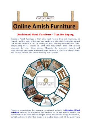 Reclaimed Wood Furniture - Tips for Buying